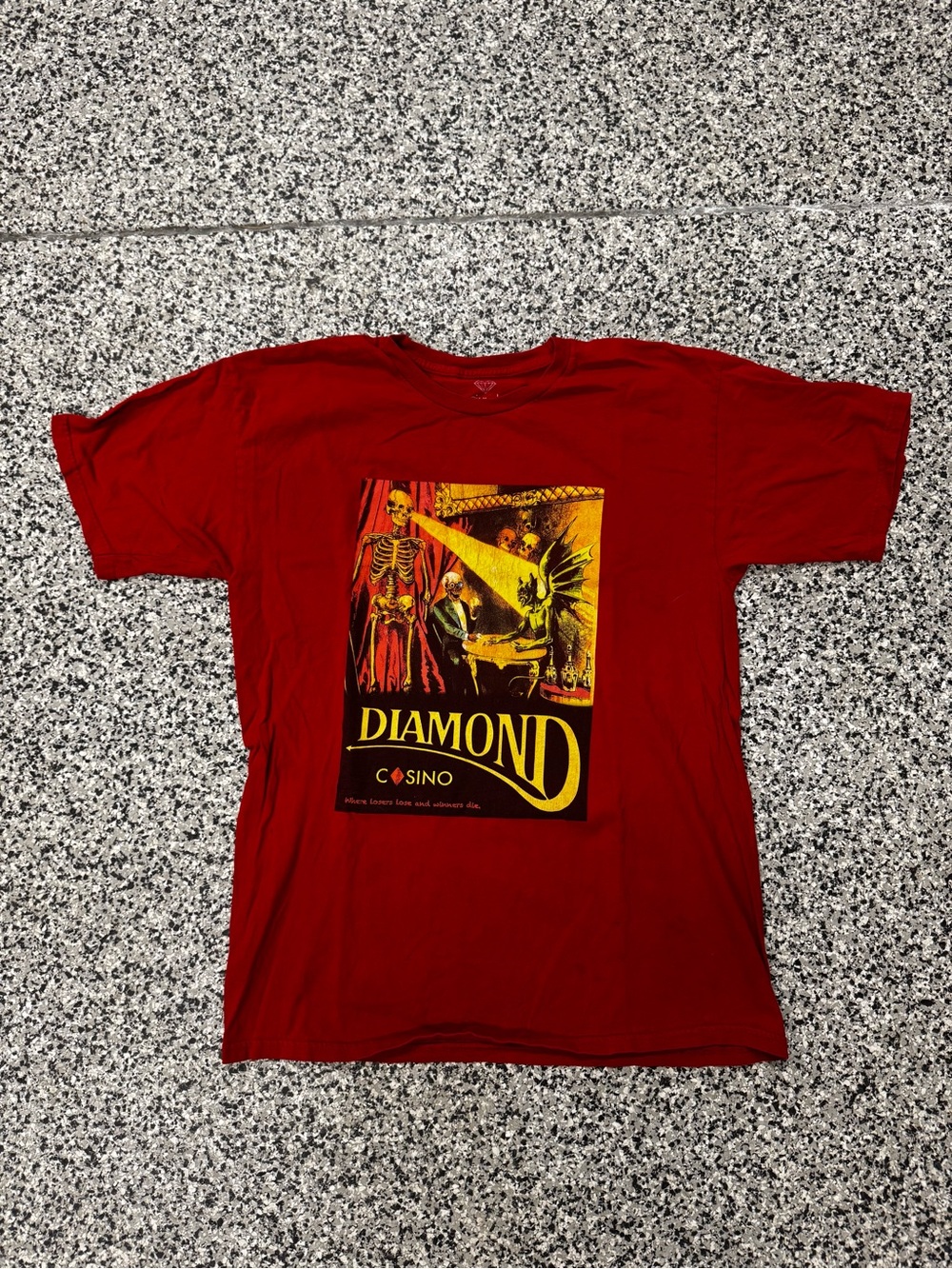 Diamond Supply Co. Red Casino Graphic Tee with Yellow Artwork